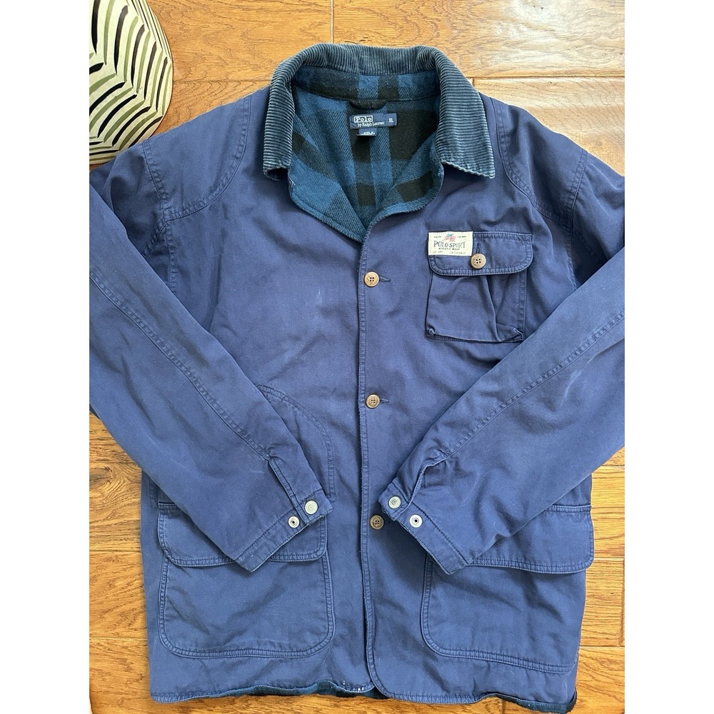 Ultra Rare Vintage 90s Polo Sport Ralph Lauren XL Barn Jacket Canvas Wool Plaid